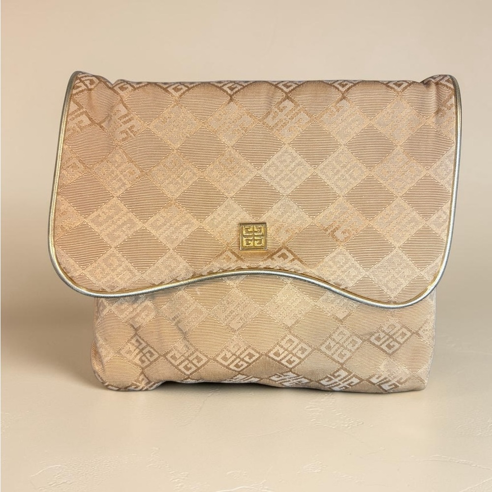 Givenchy Parfums 4G Monogram Clutch/Pouch/Beige & Gold Vintage
